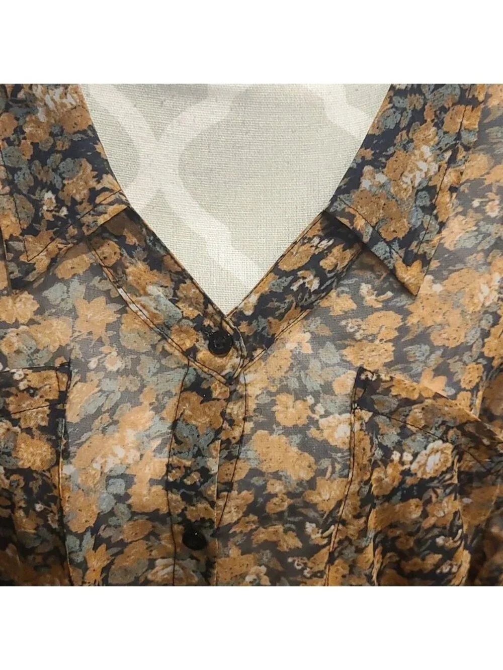Free People hi low semi sheer floral blouse